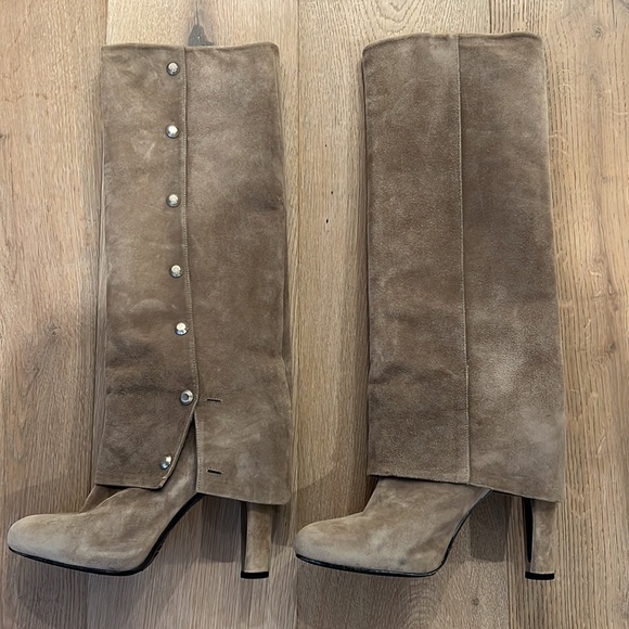 Stuart Weitzman suede spats knee high boots - Picture 2 of 7